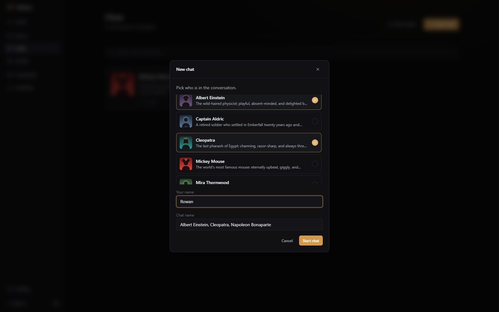 The New chat dialog