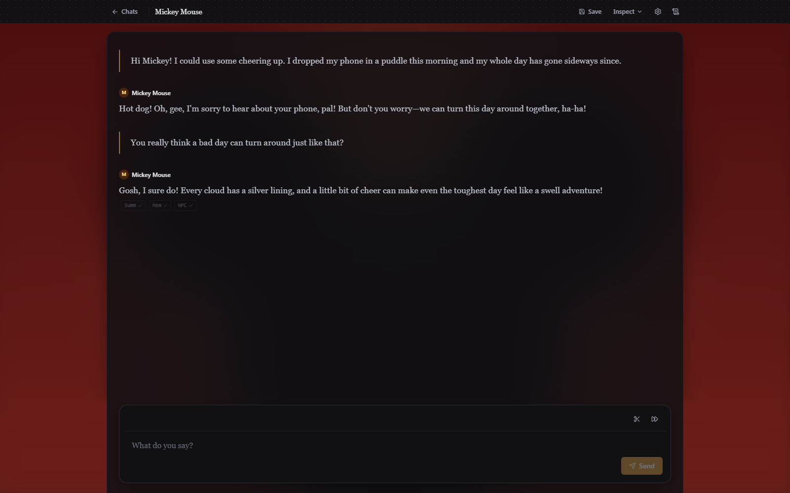A one-on-one chat thread